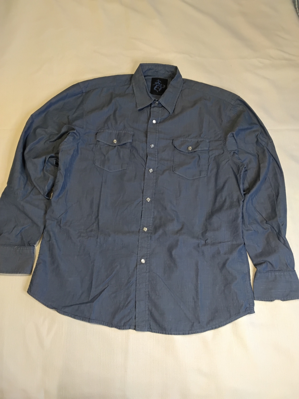 Age Of Wisdom Men's Casual Button-Down Shirt - Blue Sz Xl.